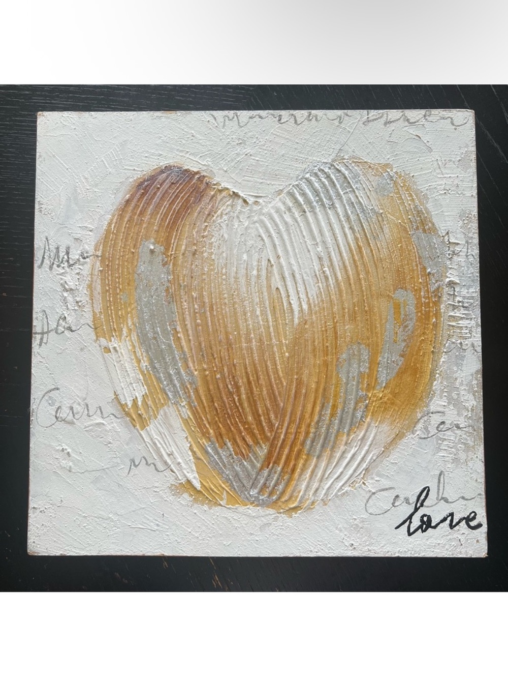 Abstract Heart Canvas Textured Art in Gold and Silver